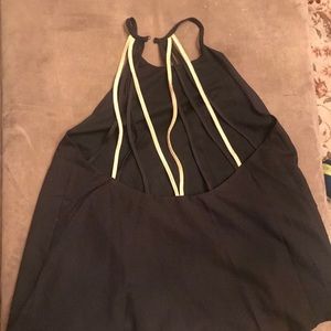 black strappy tank with open back